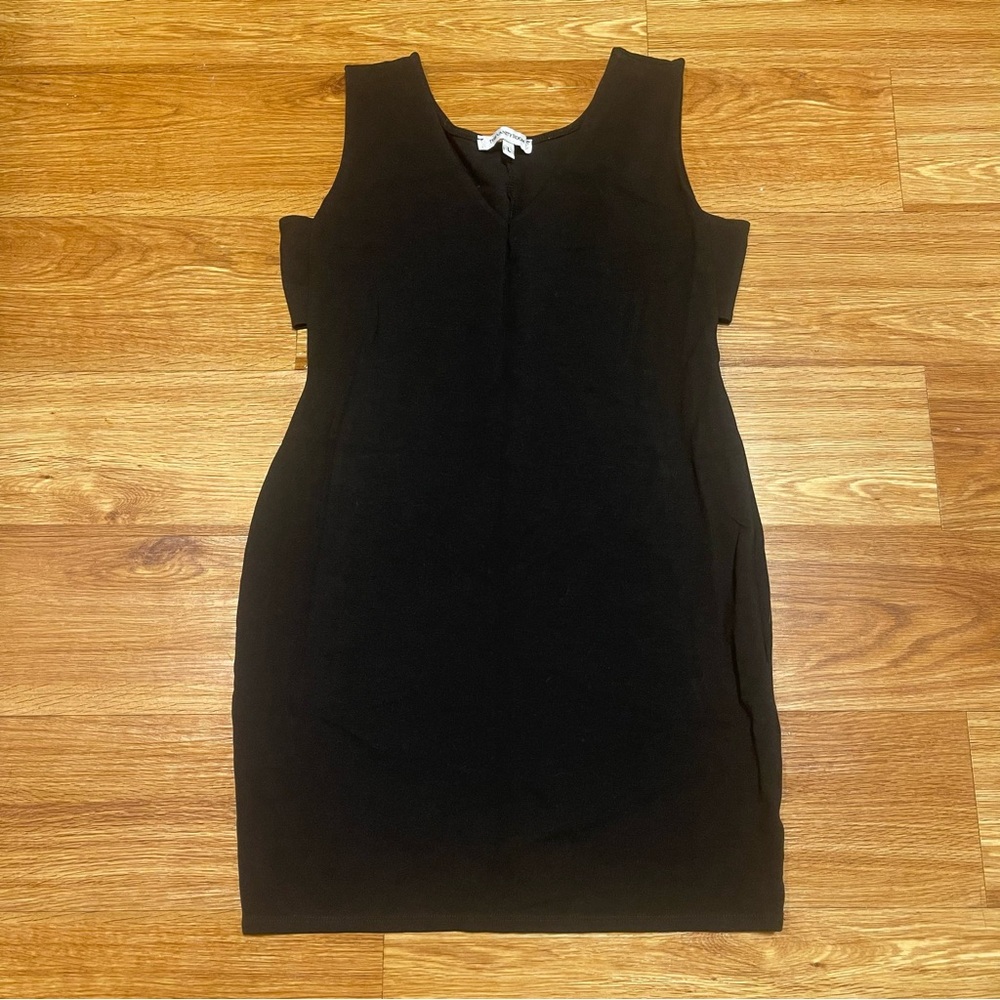 👗 The Vanity Room Midi Stretchy Sheath Dress in Black, Size Large